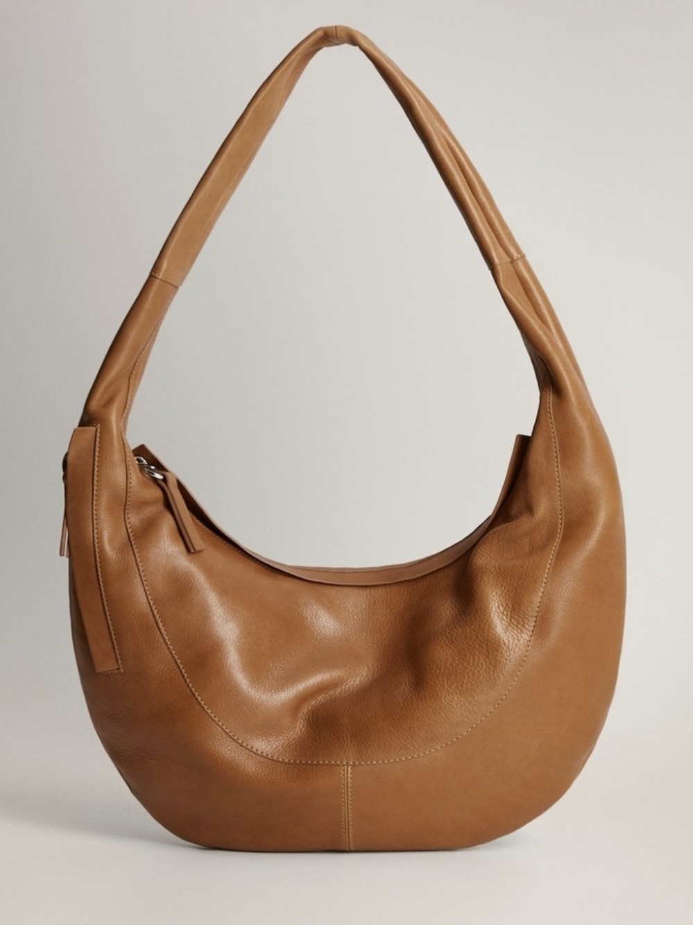 Mango Caramel Crescent Hobo Shoulder Bag